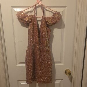 Crystal Doll Sparkling Pink Mini Dress